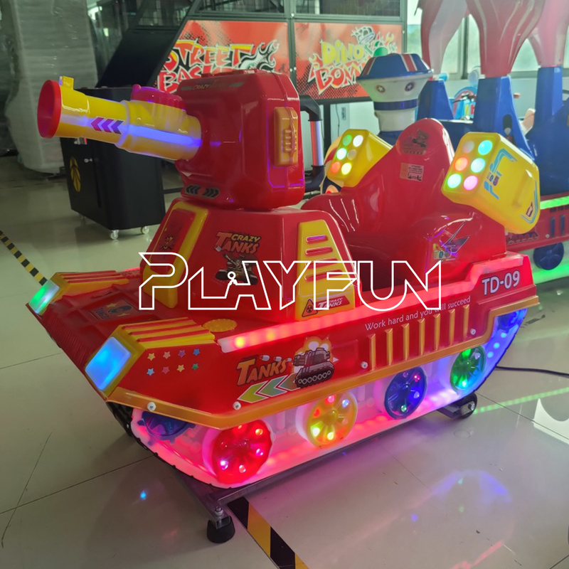 Großhandel Elektro-Münzen-Spiel-Musik-Swing-Maschine Kinderfahrzeuge Super Tank Schaukelwagen mit Mp5 Sc