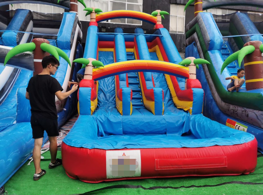 customized commercial kids bounce house parks backyard water slide adults pool inflatable water slide