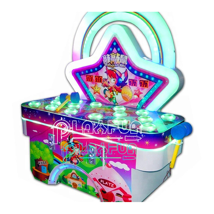 Coin operated  interactive redemption Rainbow hit mouse whack a mole arcade hammer game machine