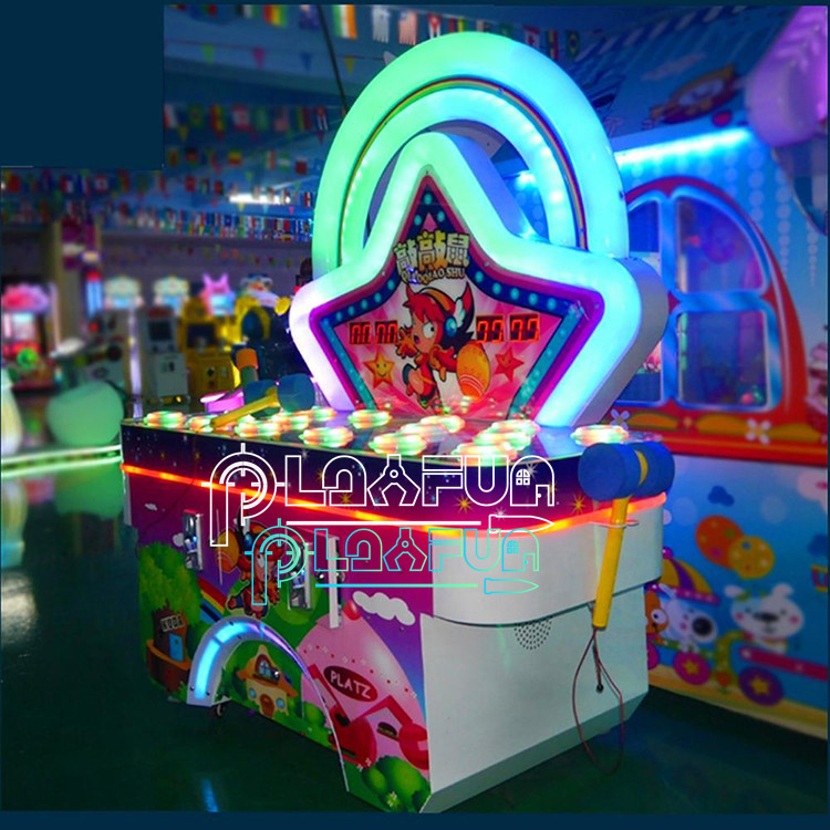 Coin operated  interactive redemption Rainbow hit mouse whack a mole arcade hammer game machine