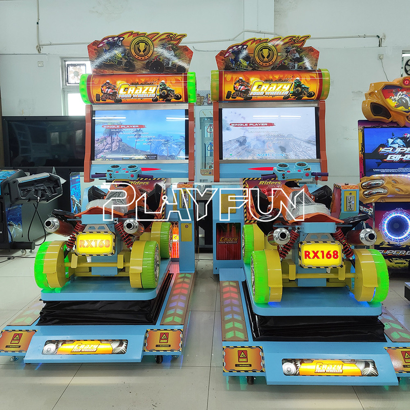 Hot Sale HD Indoor Sport Amusement Coin Operated Arcade Crazy Four Wheeler Car Moto Motorbike Simulator Racing Game Machine