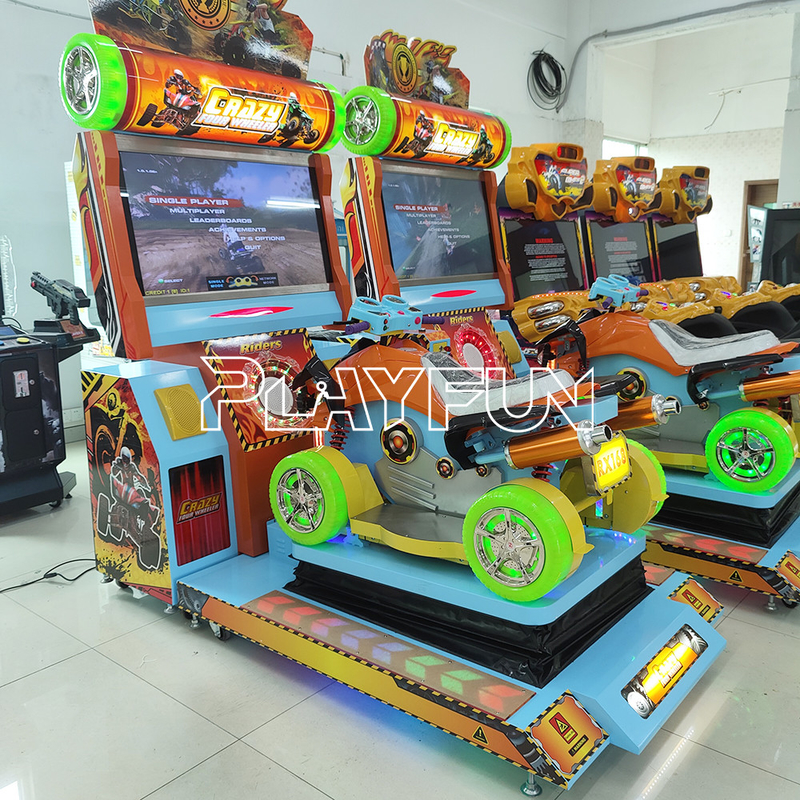 Hot Sale HD Indoor Sport Amusement Coin Operated Arcade Crazy Four Wheeler Car Moto Motorbike Simulator Racing Game Machine