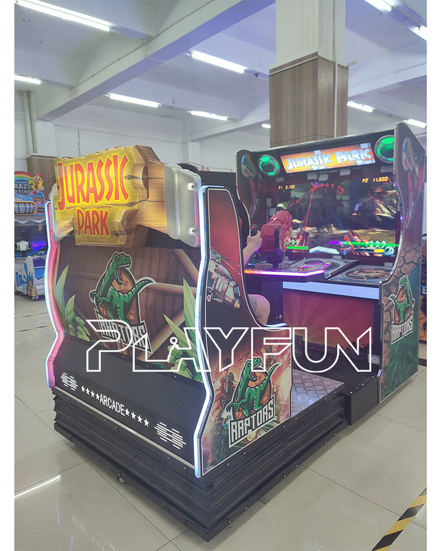 Playfun Kids Coin Operated full motion Jurassic Park  Simulator Arcade Video Gun shootings Game Machine Indoor Park Elec