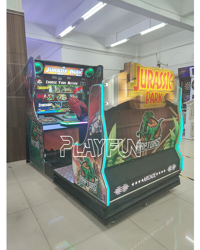 Playfun Kids Coin Operated full motion Jurassic Park  Simulator Arcade Video Gun shootings Game Machine Indoor Park Elec