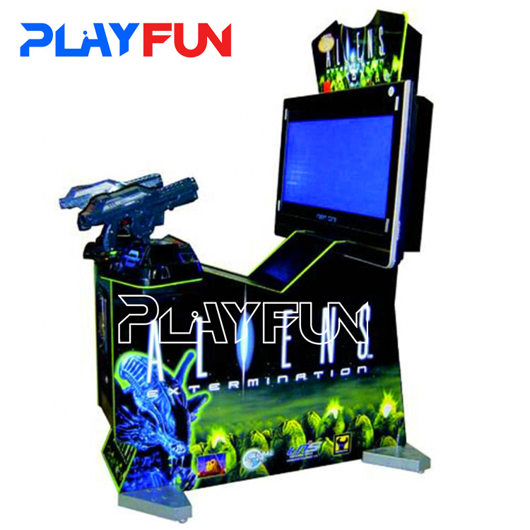 Adult 2 players arcade coin operated vibration Aliens gun shooting simulator game machine
