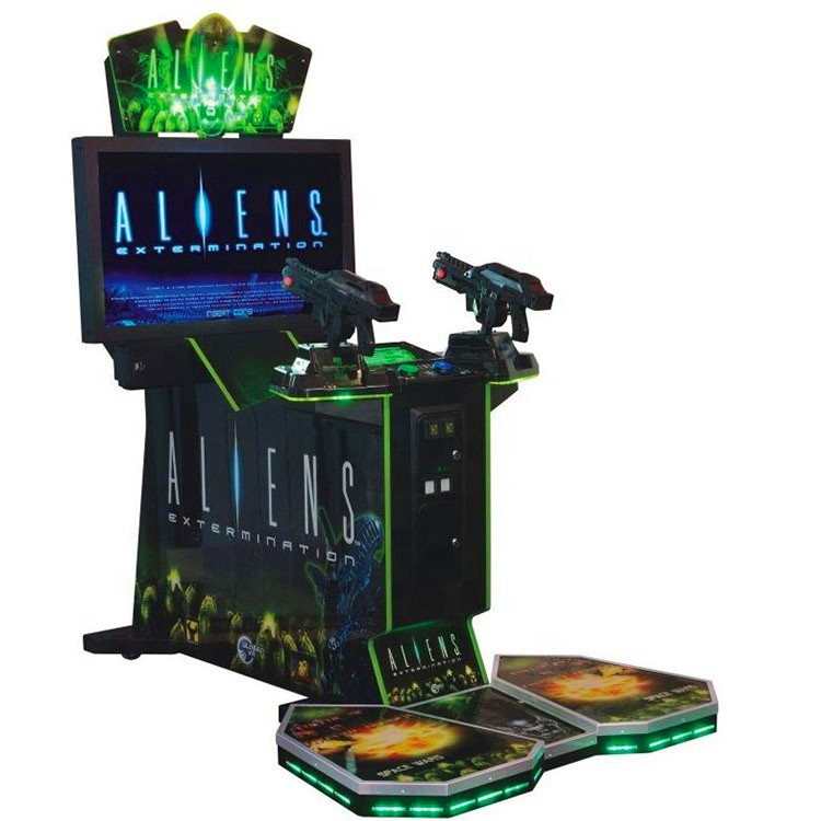 Adult 2 players arcade coin operated vibration Aliens gun shooting simulator game machine
