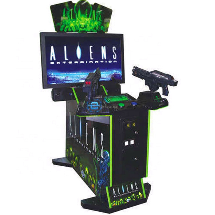 Adult 2 players arcade coin operated vibration Aliens gun shooting simulator game machine
