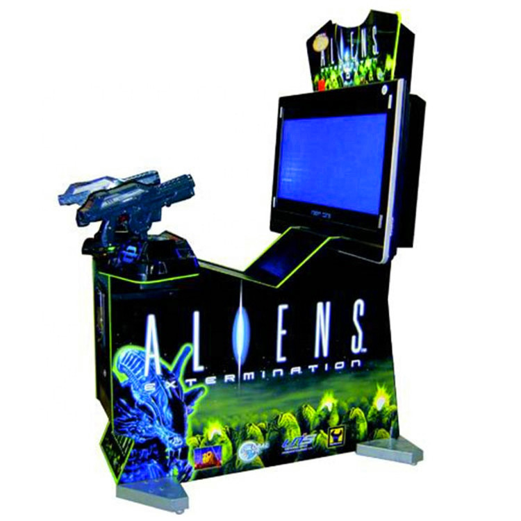 Adult 2 players arcade coin operated vibration Aliens gun shooting simulator game machine