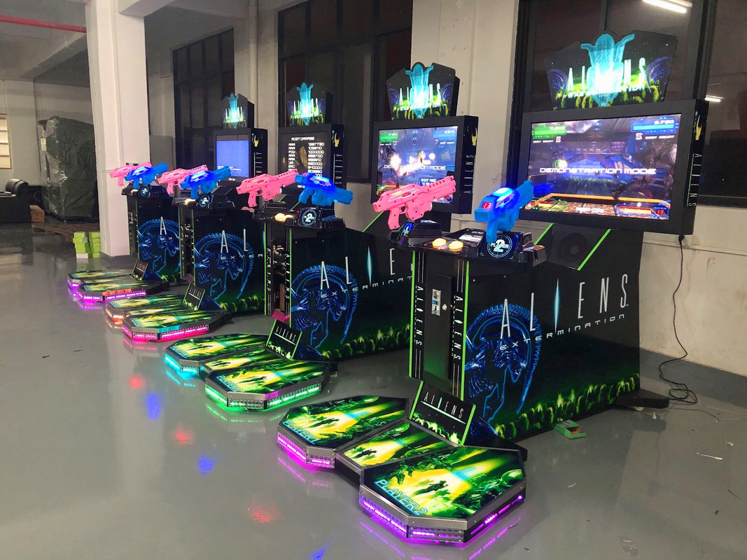 Adult 2 players arcade coin operated vibration Aliens gun shooting simulator game machine