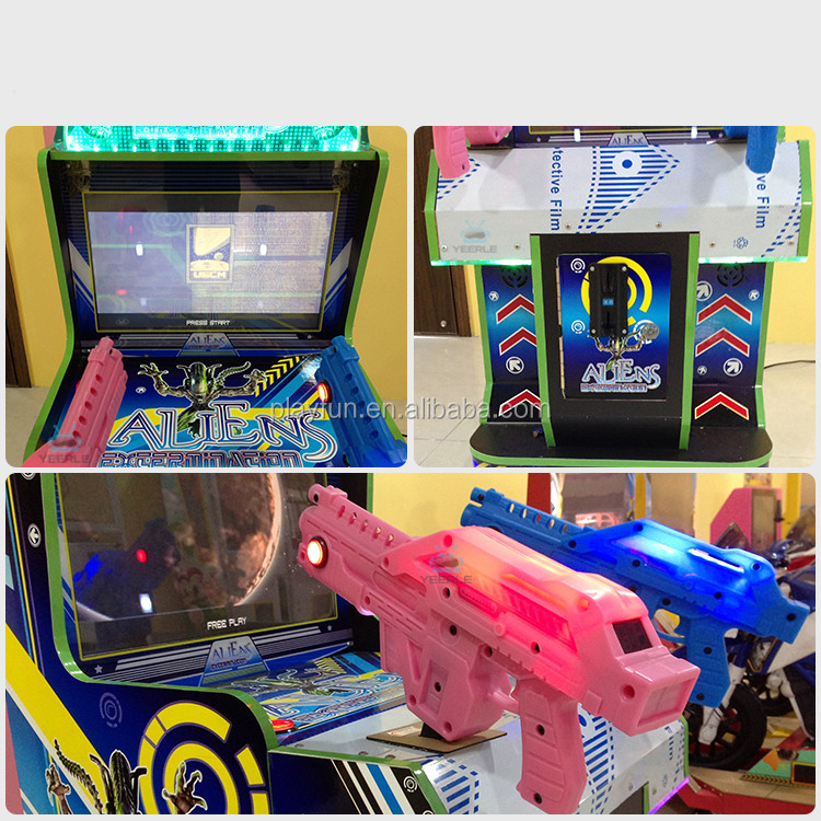 Playfun coin operated shooting game machine 22 inch LED Aliens gun shooting arcade game machine for kids