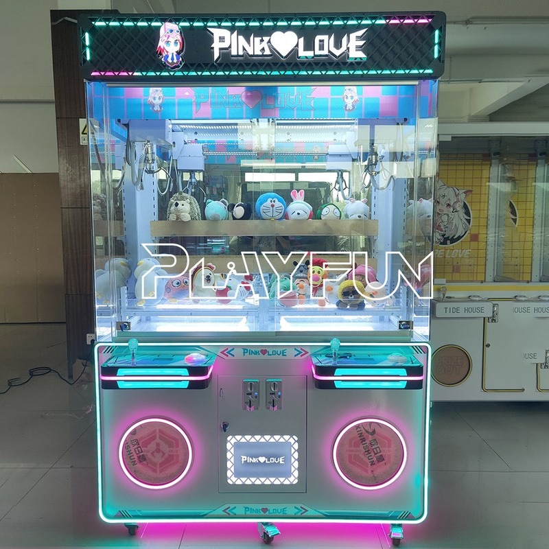 2 Players Baby Catcher Crane Machine Mini Plush Doll Prize M Claw Pink Love Machine Coin Operated Arcade
