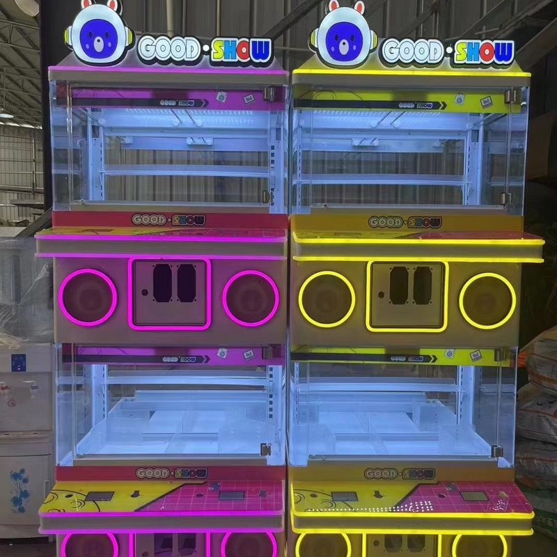 Playfun new lightful  happy house 4 players good show boutique coin catch  toy crane game machine