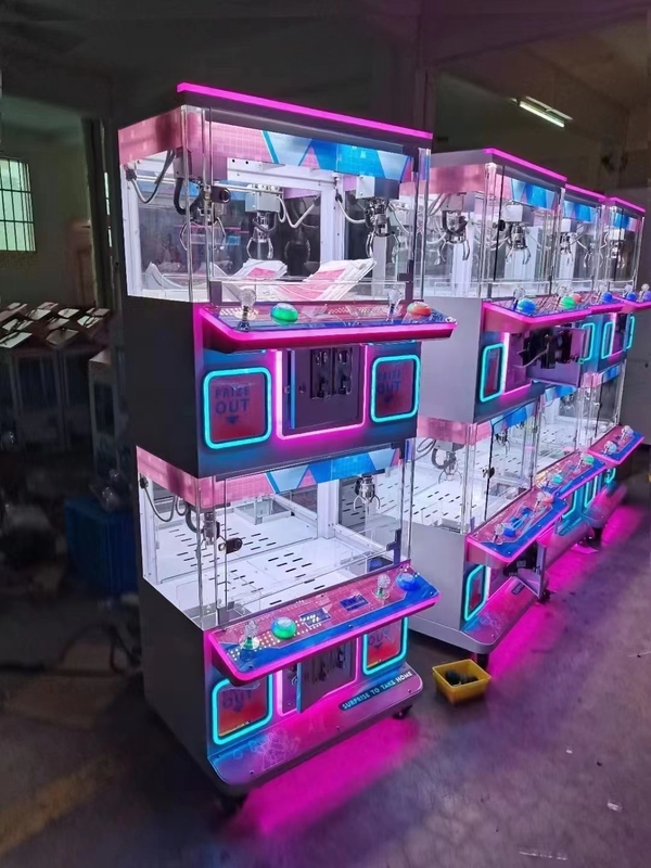 Playfun new lightful  happy house 4 players good show boutique coin catch  toy crane game machine