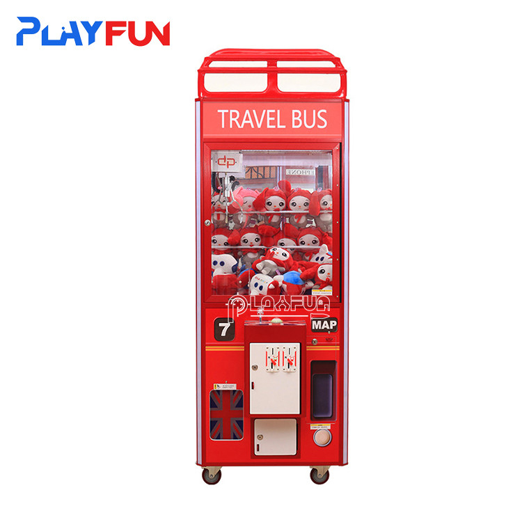 Coin-operated indoor kids toy plush wooden telephone Doll travel bus claw crane machine