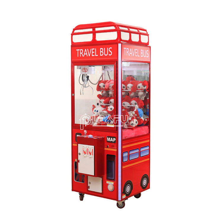 Coin-operated indoor kids toy plush wooden telephone Doll travel bus claw crane machine