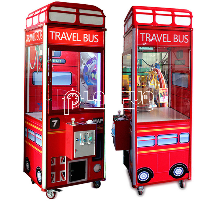 Coin-operated indoor kids toy plush wooden telephone Doll travel bus claw crane machine