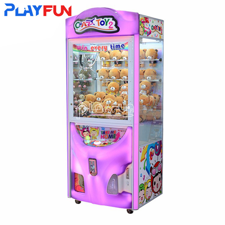 Playfun amusement park  Coin operated crazy toy 2 crane claw vending gift machine game
