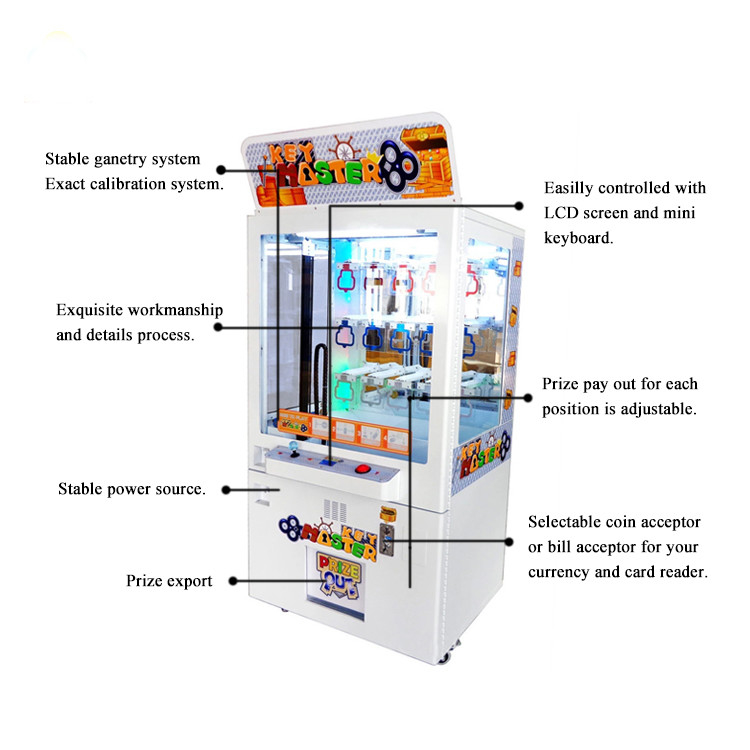 Key Master game machine with bill banknote and coin acceptor shoe phone gift out prize present vending machine