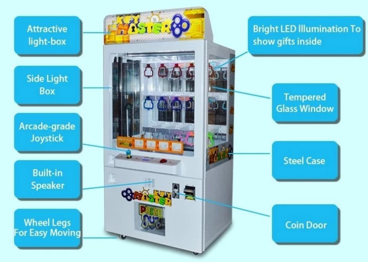 Key Master game machine with bill banknote and coin acceptor shoe phone gift out prize present vending machine