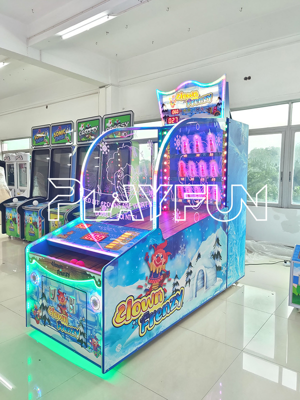 Playfun  Clown Frenzy  Hit clown ball throw redemption ticket out game machine  coin operated   lottery machine