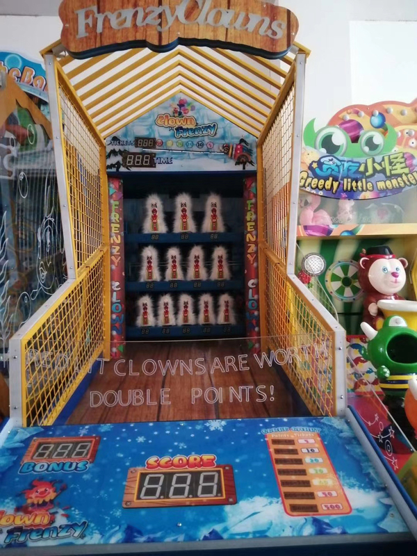 Clown frenzy foam ball hit throw down the clown alley coin-op bill operated  kids-parent arcade  ticket machine game