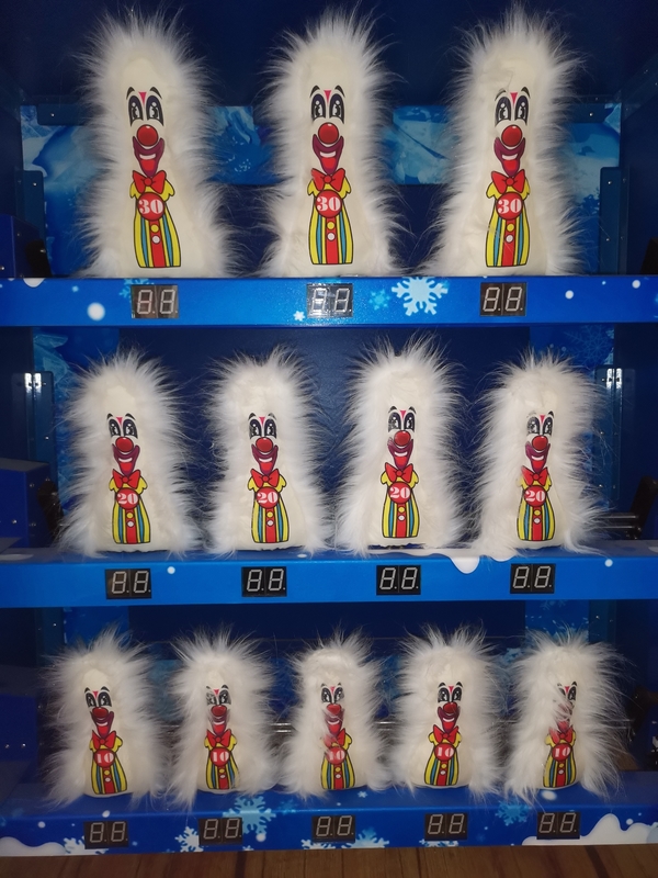 Clown frenzy foam ball hit throw down the clown alley coin-op bill operated  kids-parent arcade  ticket machine game