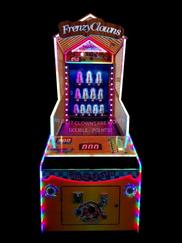Clown frenzy foam ball hit throw down the clown alley coin-op bill operated  kids-parent arcade  ticket machine game