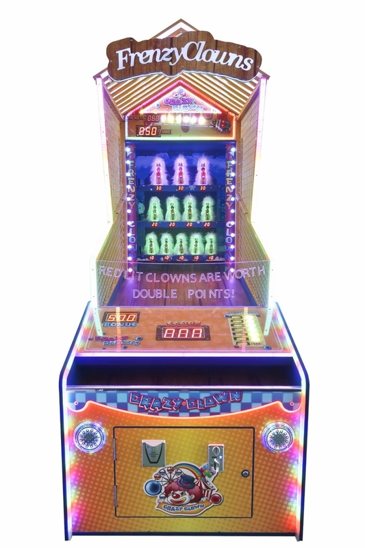 Clown frenzy foam ball hit throw down the clown alley coin-op bill operated  kids-parent arcade  ticket machine game
