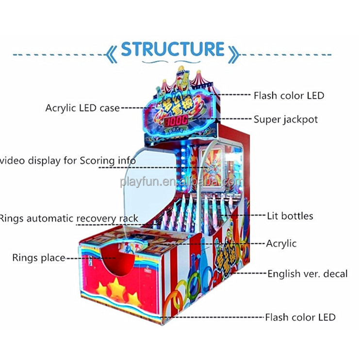 Hot sale china manufacturer Light-up Ring  Toss  bottle coin-op  arcade tickets redemption lottery carnival game