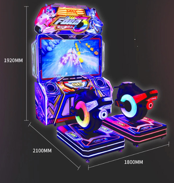 PlayFun Motion 2 Player Small Kids Racing Motor Video Game Coin Operated Commerce Race Car Arcade Game