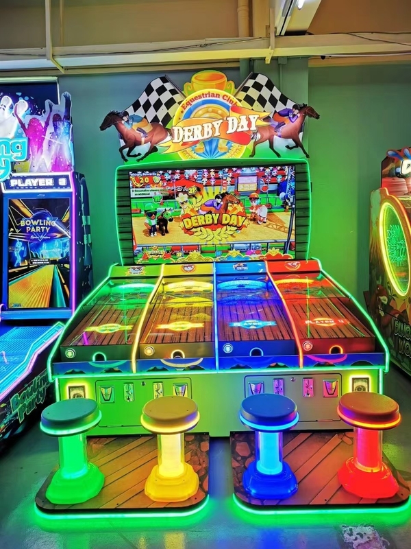 Playfun-Münze Betrieben Derby-Tag Pferderennen Karneval Spiel 4 Spieler Pinball Schießen Arcade Spiel