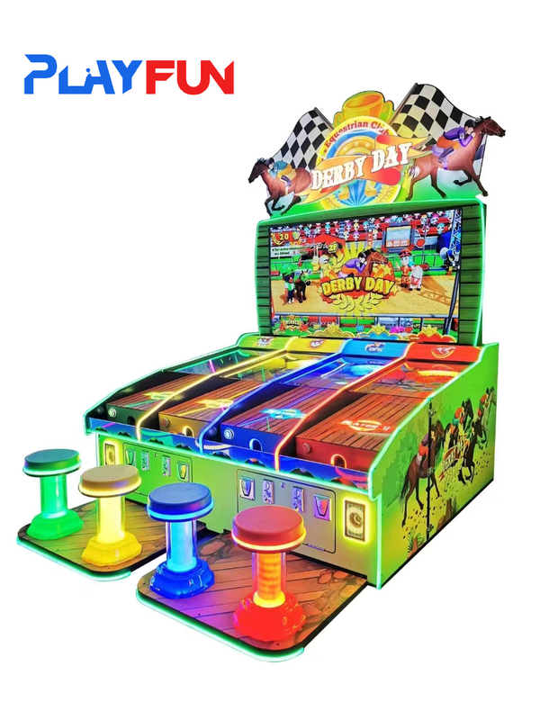 Playfun-Münze Betrieben Derby-Tag Pferderennen Karneval Spiel 4 Spieler Pinball Schießen Arcade Spiel