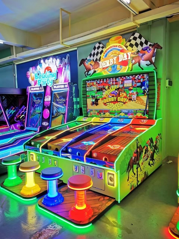 Playfun-Münze Betrieben Derby-Tag Pferderennen Karneval Spiel 4 Spieler Pinball Schießen Arcade Spiel