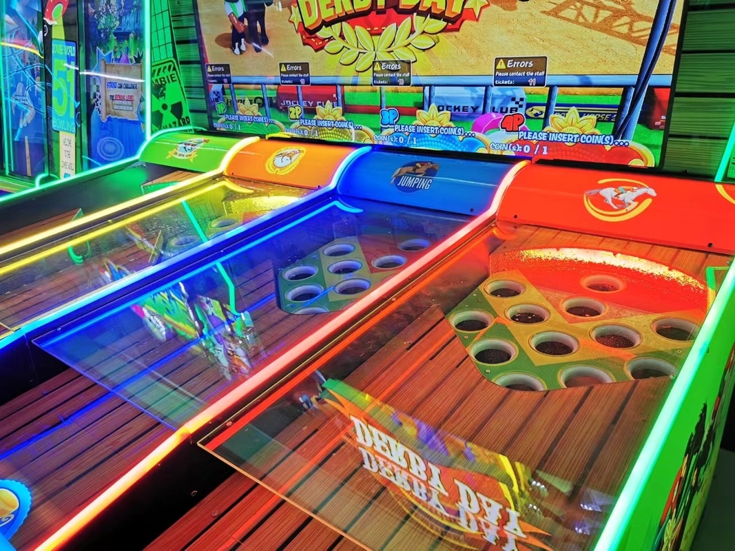 Playfun-Münze Betrieben Derby-Tag Pferderennen Karneval Spiel 4 Spieler Pinball Schießen Arcade Spiel