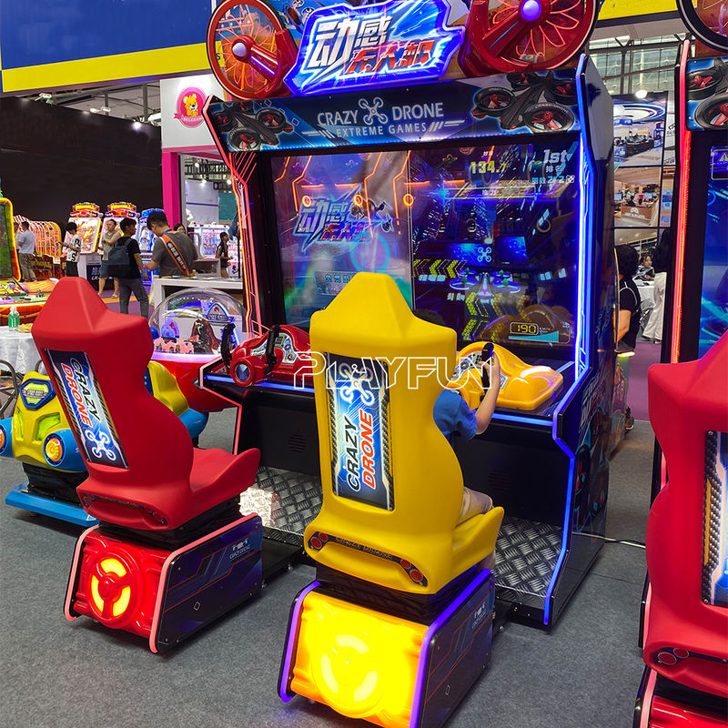 Playfun 2 Players Video Arcade Racing Games Crazy Drone 55 Inch Screen Simulator Cars Driving Game Machine