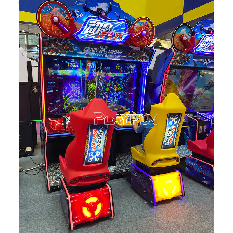 Playfun 2 Players Video Arcade Racing Games Crazy Drone 55 Inch Screen Simulator Cars Driving Game Machine