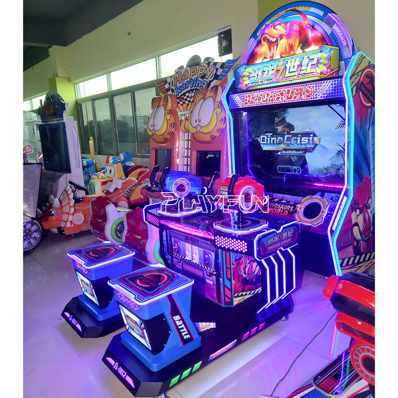 Playfun Dinosaur Age Kids Indoor Coin Operated Target Arcade Shooting Gun Game Machine for Kids Game Center Coin Operated