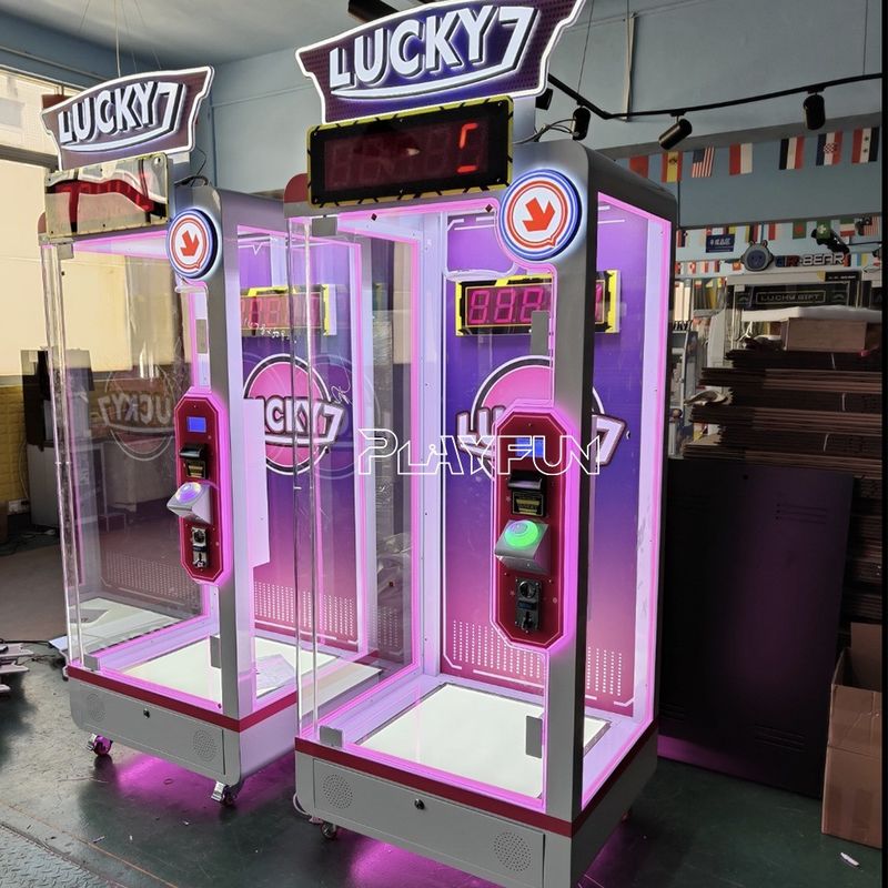 Arcade Coin Operated Game Machine Shopping Mall Lucky 7 Cut Prize  Big Dolls Prize Scissors Cutting Game Machine