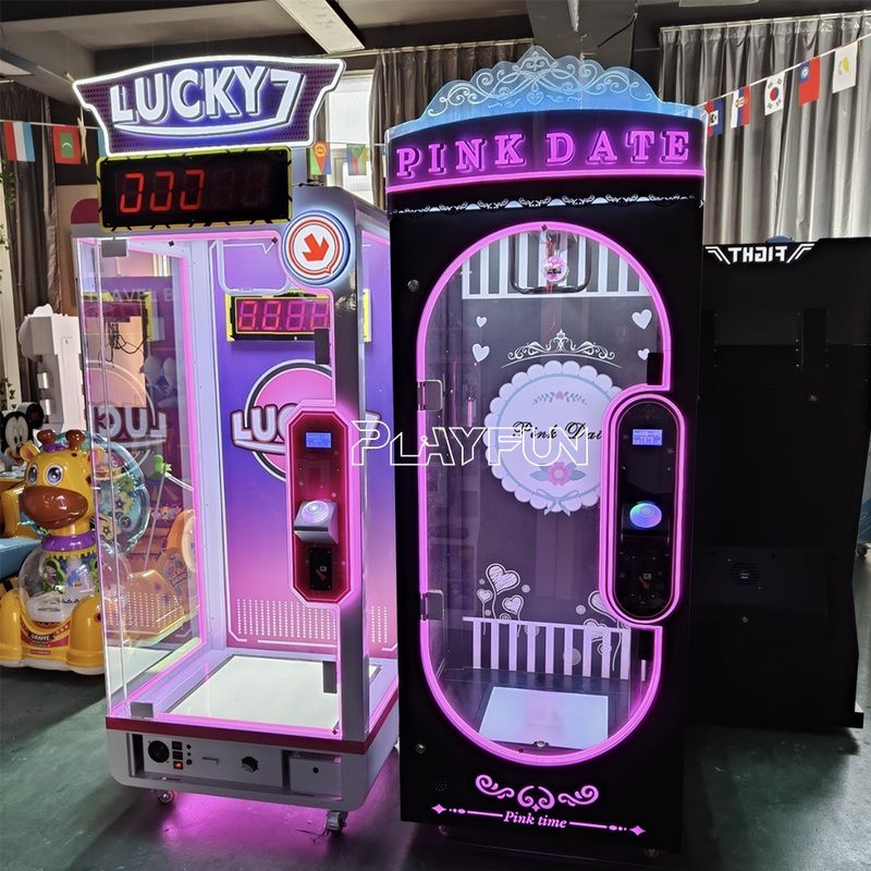 Arcade Coin Operated Game Machine Shopping Mall Lucky 7 Cut Prize  Big Dolls Prize Scissors Cutting Game Machine