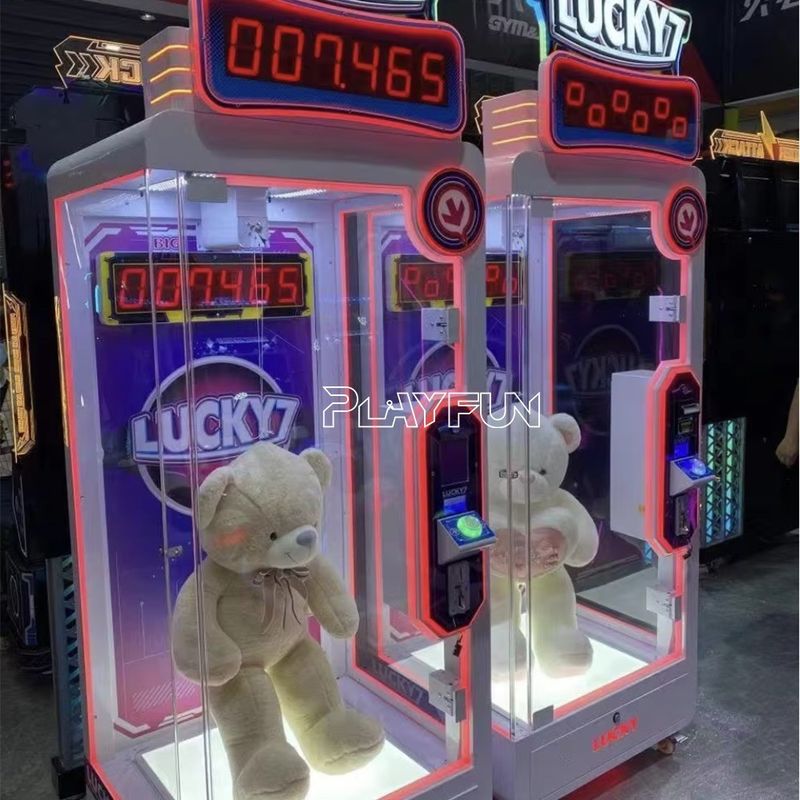Arcade Coin Operated Game Machine Shopping Mall Lucky 7 Cut Prize  Big Dolls Prize Scissors Cutting Game Machine