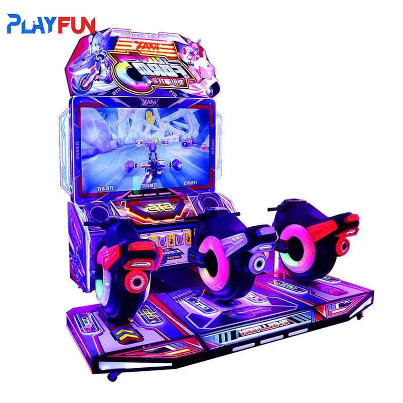 Münzbetriebene 3-Spieler-Motorrad-Kinder-Videospielmaschine Rennsimulator Motion Moto Arcade-Maschine