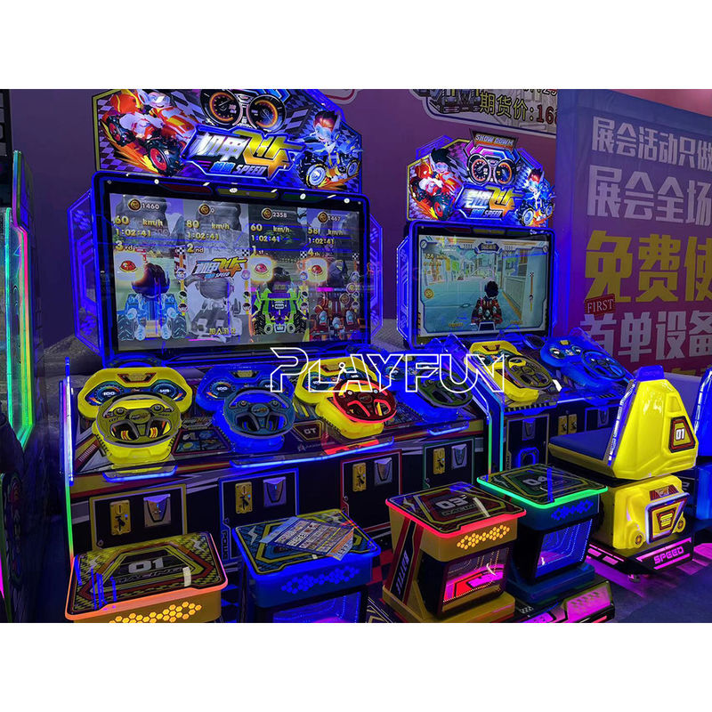 Playfun Wholesale Arcade Kids Coin Operated Machine Car Racing Kids Redemption Ticket Game 4p Speed Racing Car Game Machine