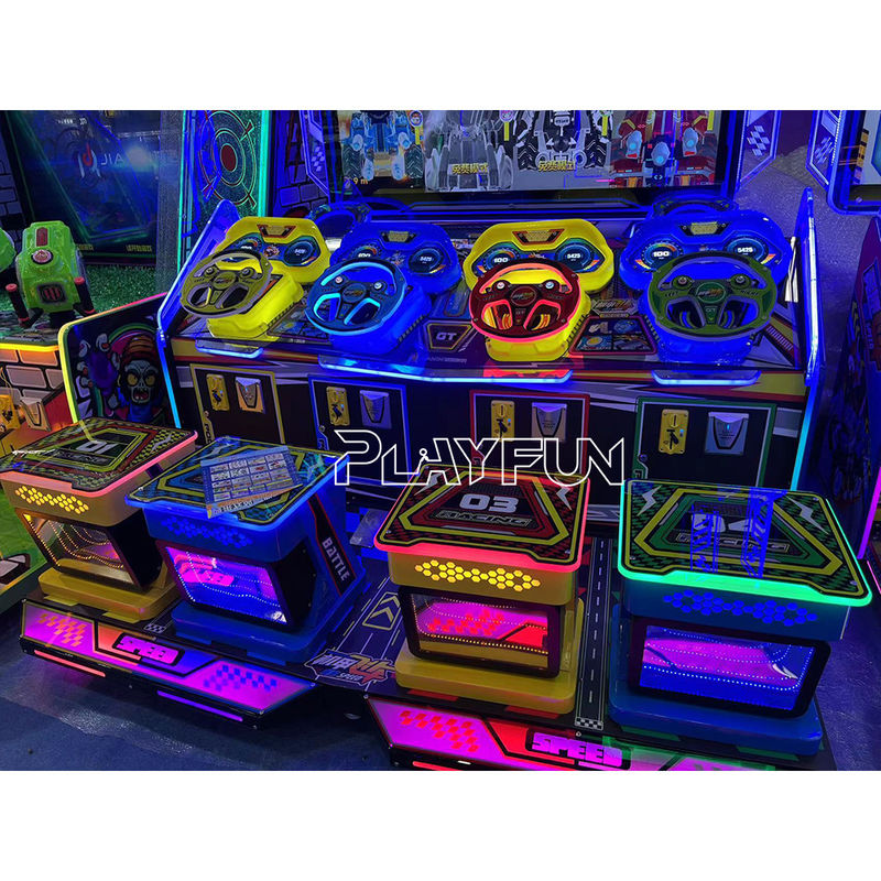 Playfun Wholesale Arcade Kids Coin Operated Machine Car Racing Kids Redemption Ticket Game 4p Speed Racing Car Game Machine