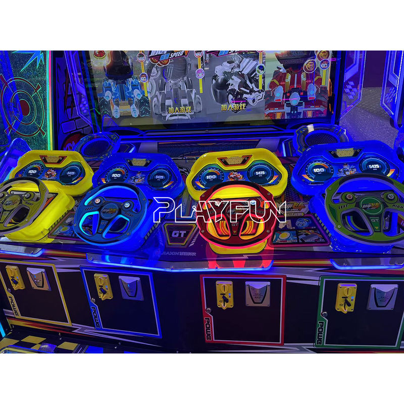 Playfun Wholesale Arcade Kids Coin Operated Machine Car Racing Kids Redemption Ticket Game 4p Speed Racing Car Game Machine