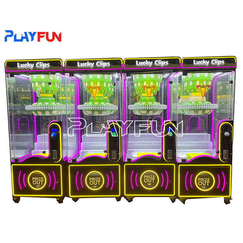 Playfun Coin Operated Indoor Amusement Arcade Wheel Lucky Clip Prize Vending Machine Lucky Clips with 60 Clips