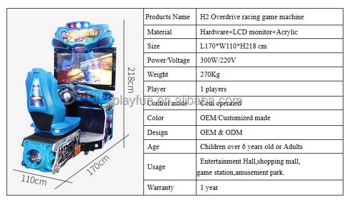 Playfun Indoor Coin Operated H2 Over Drive  Video Racing Car Game Machines Simulator Arcade Driving Driver  Cars Gaming Machine