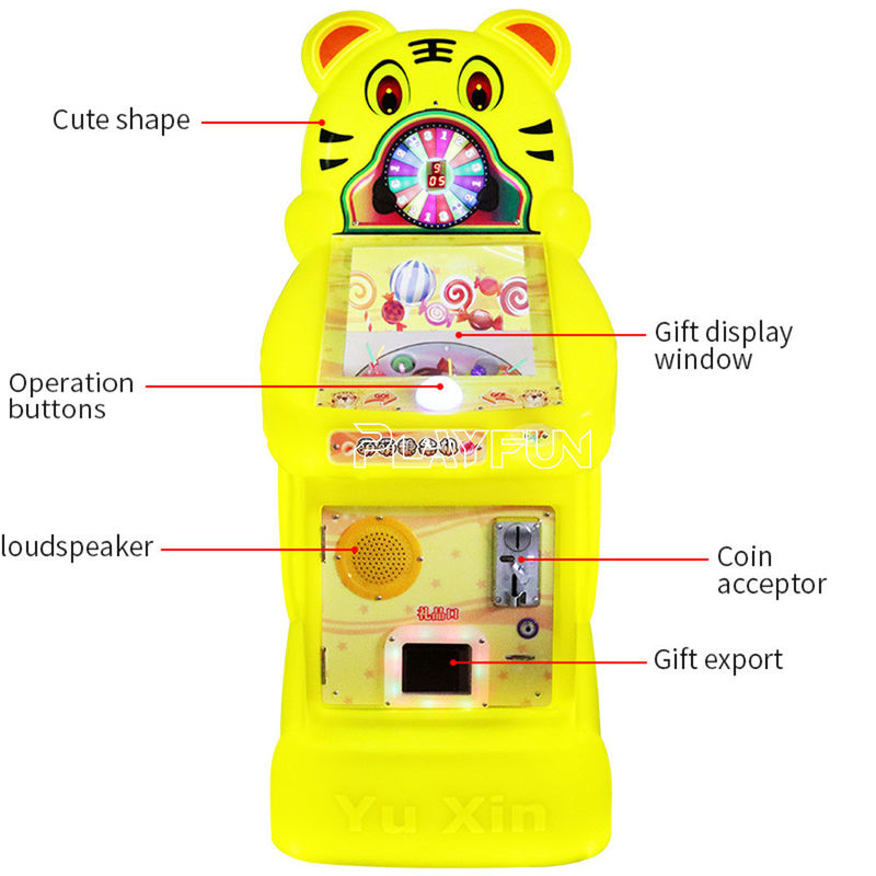 Amusemment Park Coin Operated Children Cut Tiger Candy Gashapon Lollypop Capsule Toy Arcade Game Machine for Kids