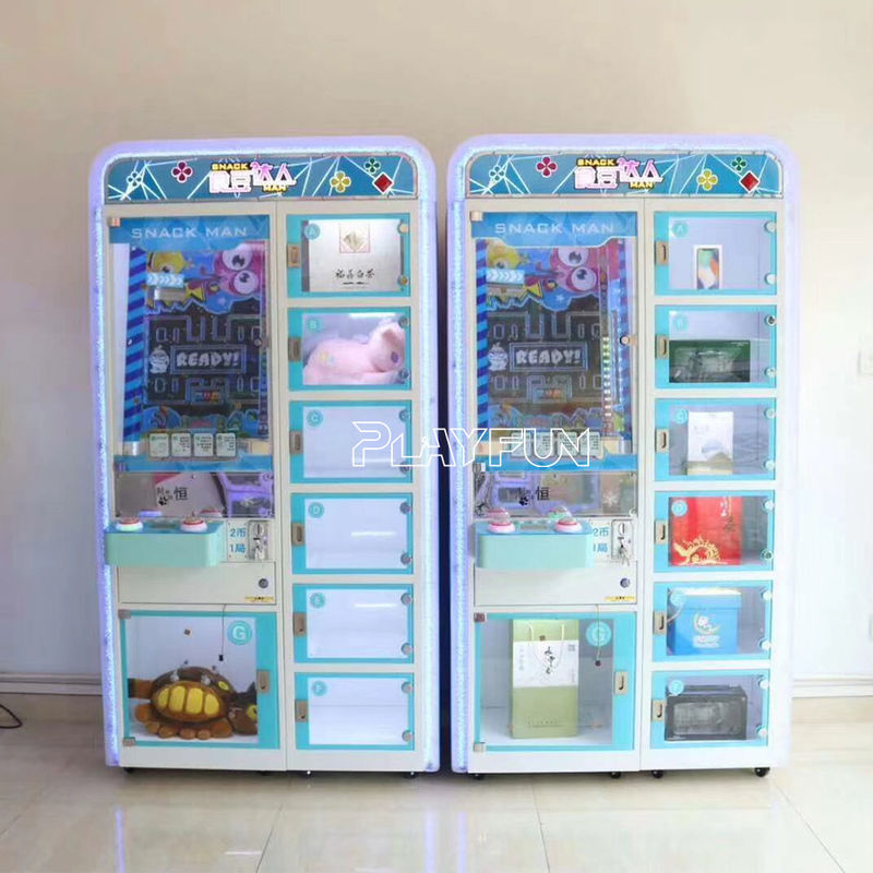Playfun New Design Snack Man Aracde Coin Operated Game 6 Gift Box Toy Present Vending Machine for Shopping Center