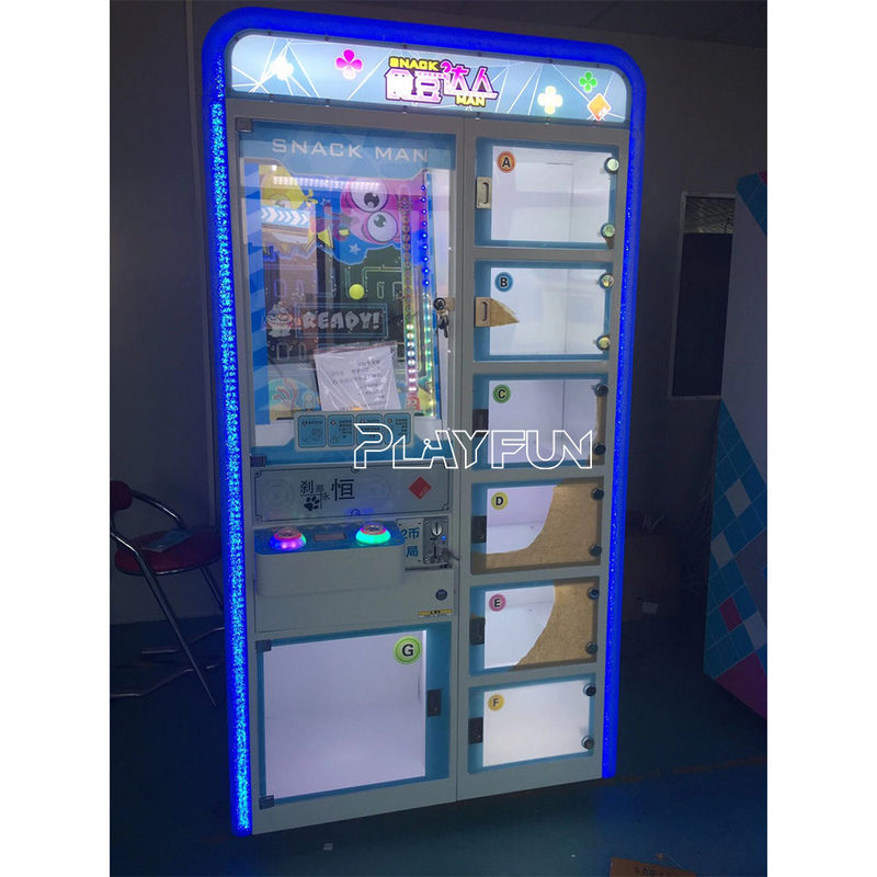 Playfun New Design Snack Man Aracde Coin Operated Game 6 Gift Box Toy Present Vending Machine for Shopping Center