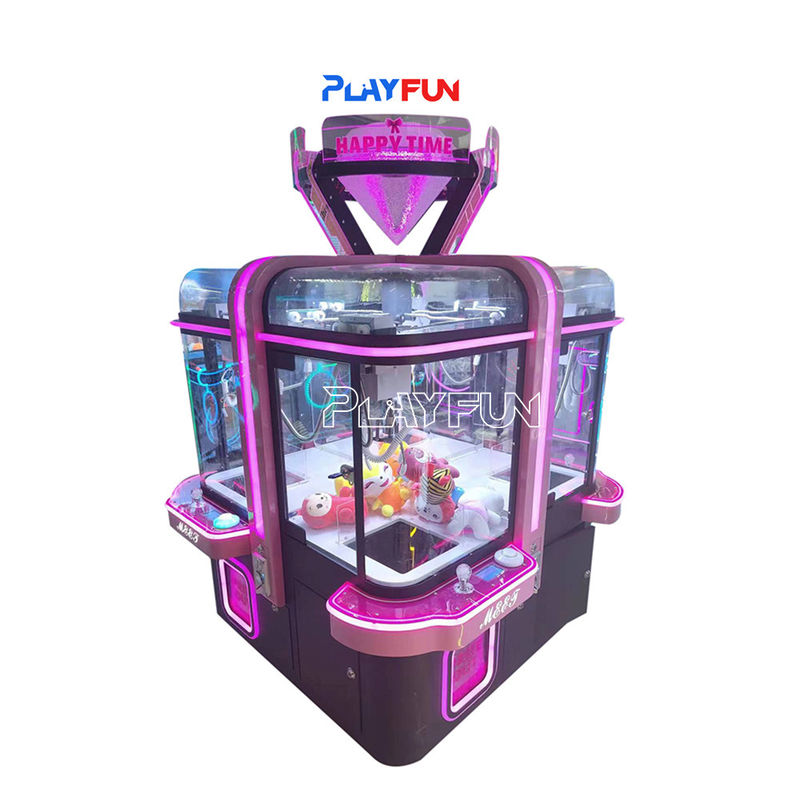 Playfun High Quality Happy Time Coin Operated 4 Players Toys Plush Grabber Claw Crane Doll Game Machine for Kids